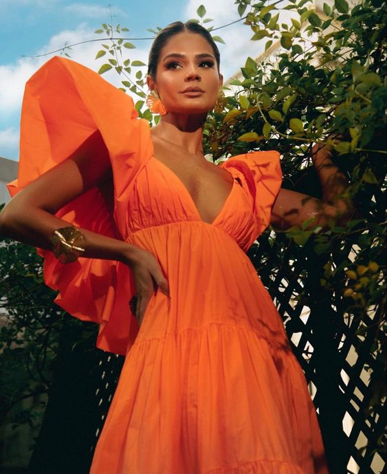 Thais Tiered Maxi Dress - Orange