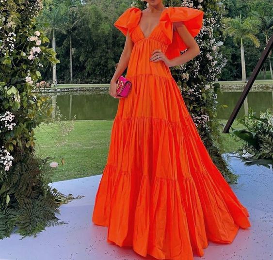 Thais Tiered Maxi Dress - Orange