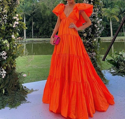 Thais Tiered Maxi Dress - Orange