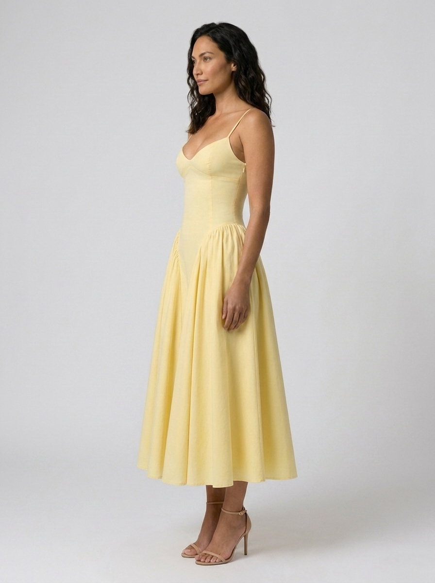 Farah Midi Dress - Yellow