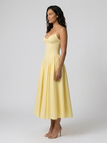 Farah Midi Dress - Yellow