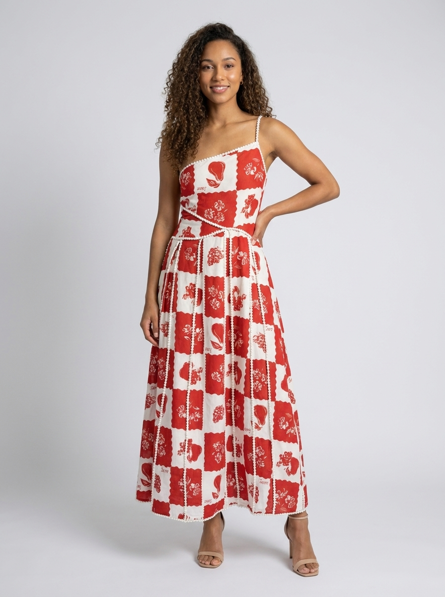 Indira Floral Maxi Dress - Red