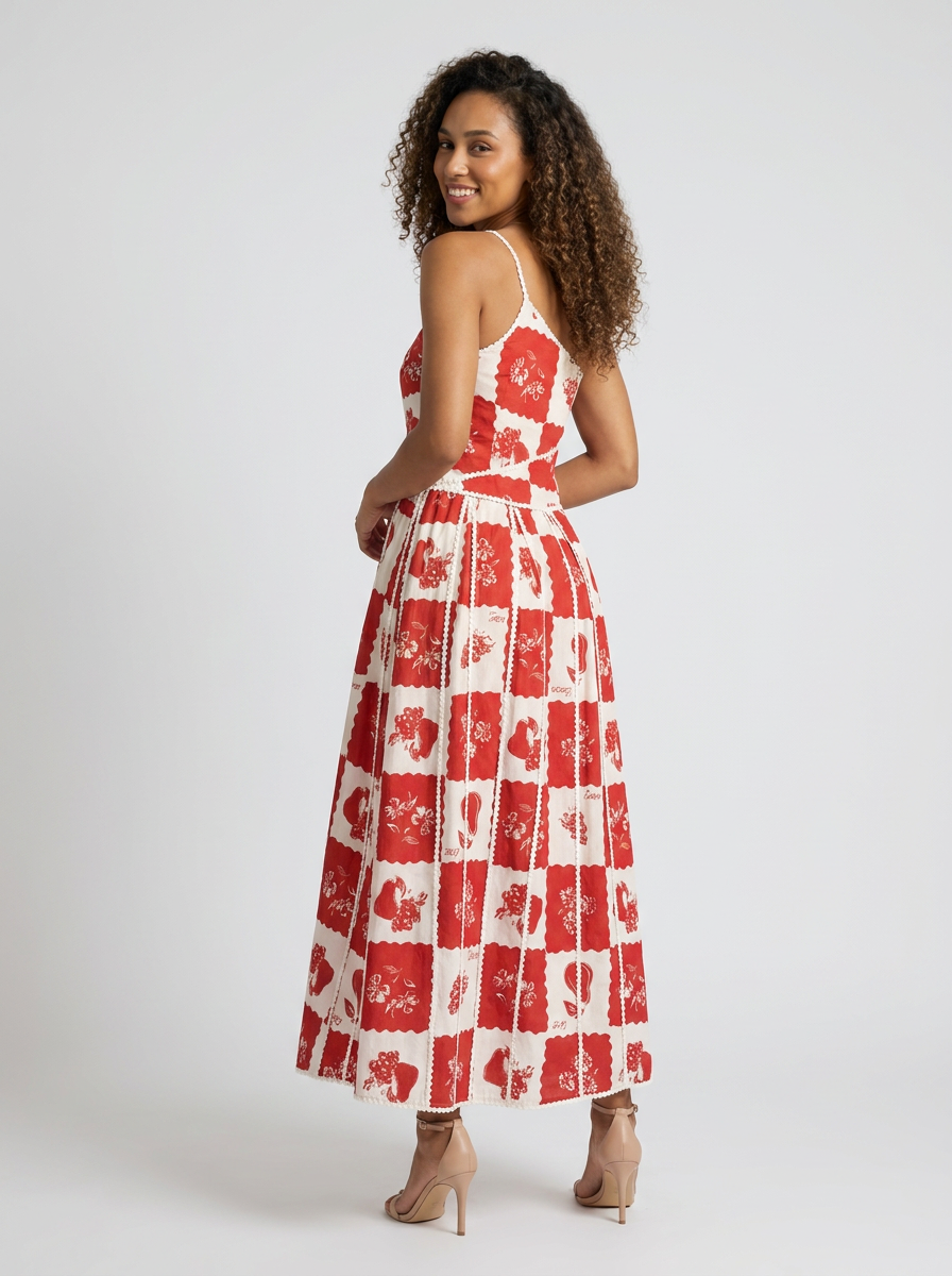 Indira Floral Maxi Dress - Red
