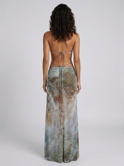 Mabel Cutout Plunge Maxi Dress - Blue