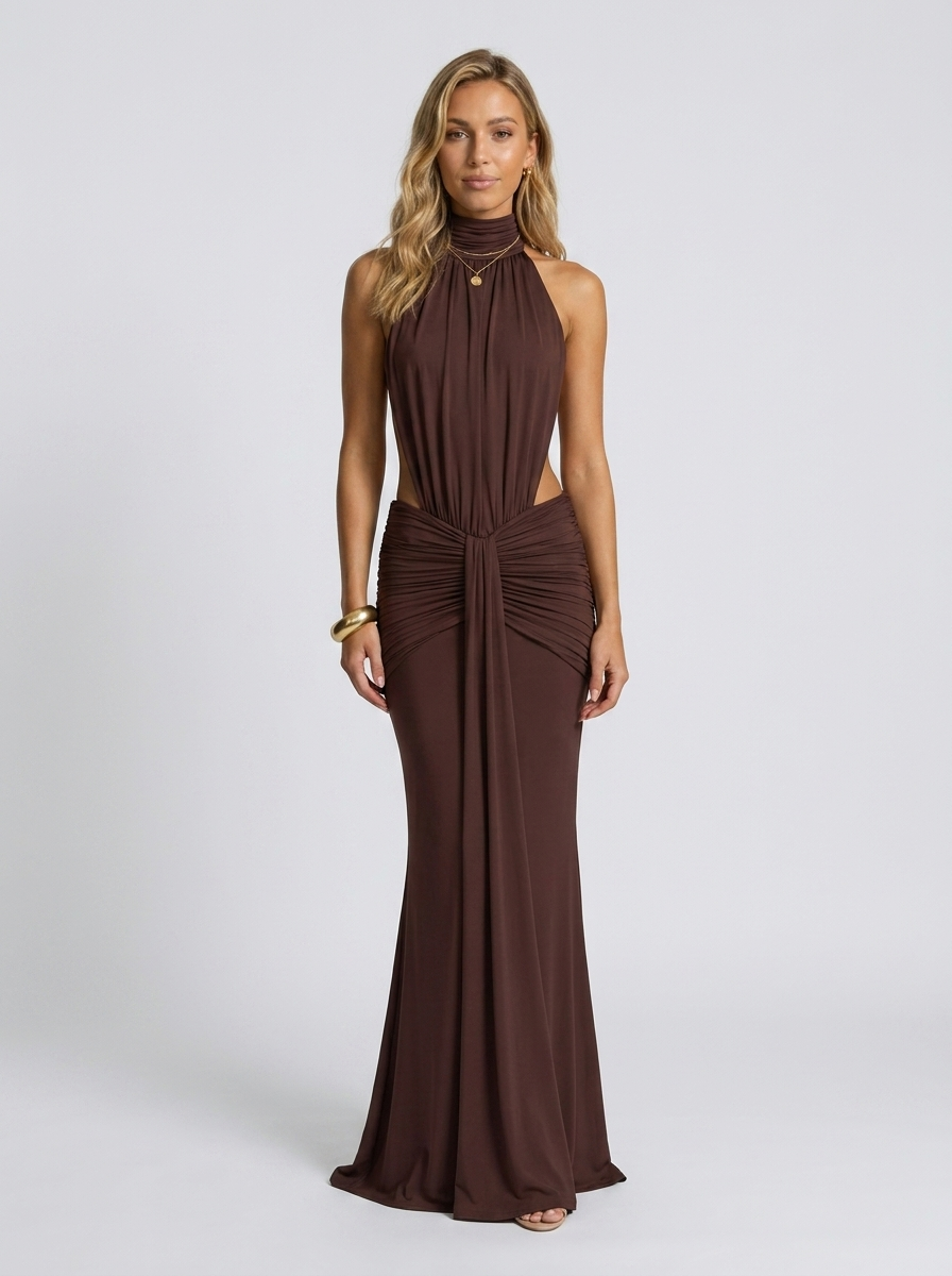 Delphine Cutout Halter Maxi Dress