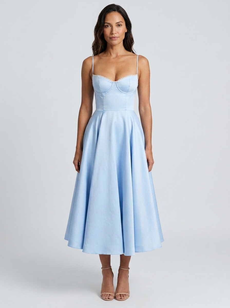 Eliana Bustier Sweetheart Midi Dress