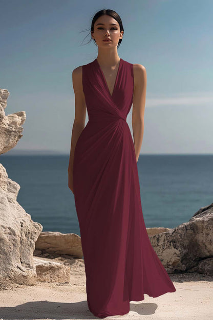 Vada Chiffon Maxi Dress - Burgundy
