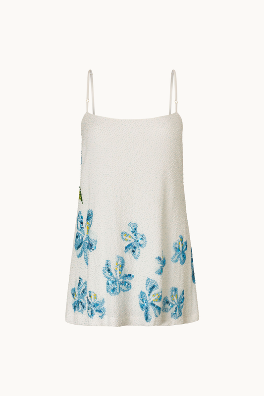 Vesna Beaded Mini Dress - Aqua Floral