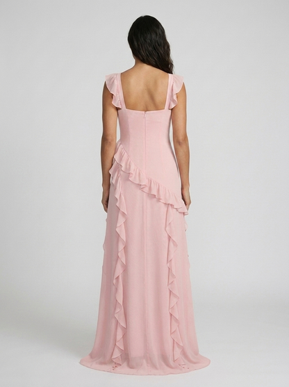 Yolande Ruffle Maxi Dress - Blush Pink